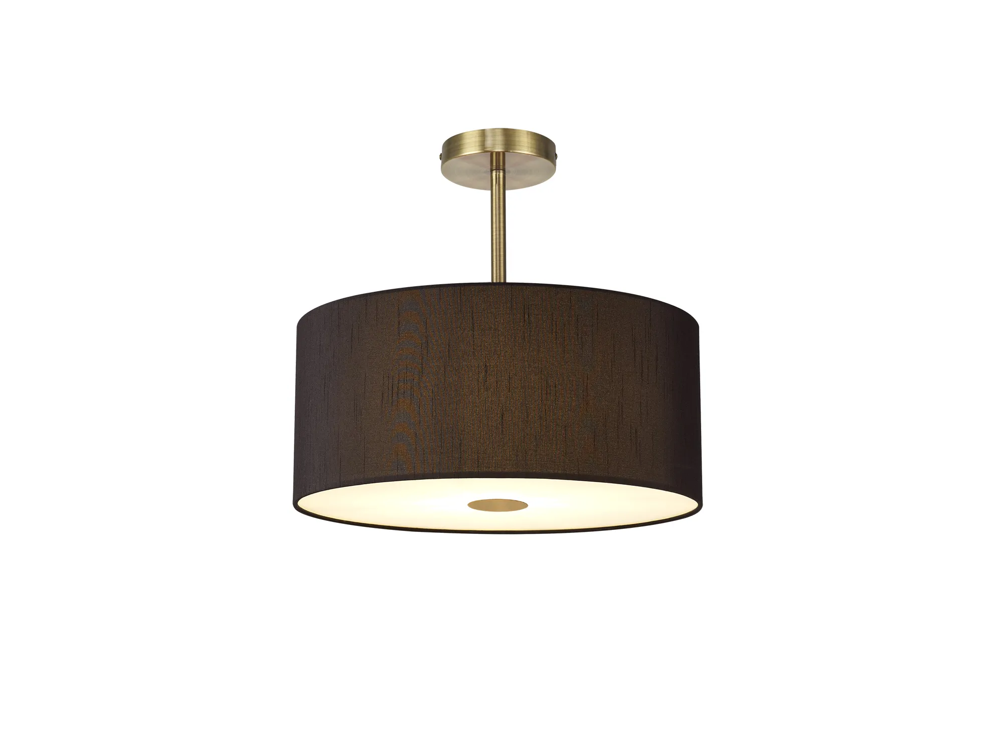 Baymont 40cm Semi Flush Flush 5 Light Antique Brass, Black, Frosted Diffuser DK0501  Deco Baymont AB BL